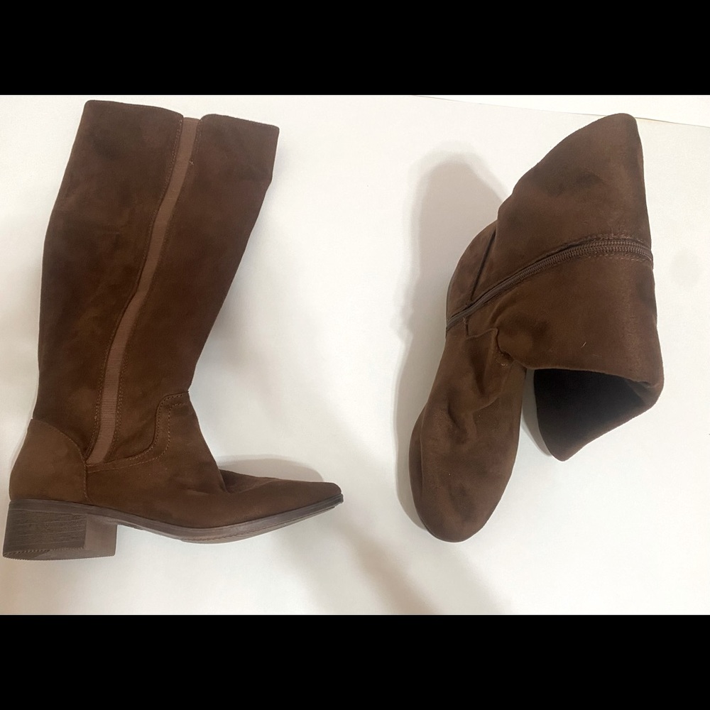 High rise, brown, Time and Tru boots, size eight and a half: